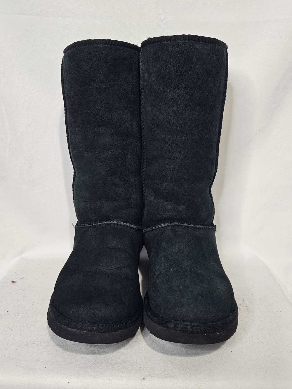 UGG Australia Womens 8 Classic Tall 13" Black Suede Boots 5815 Leather Shearling